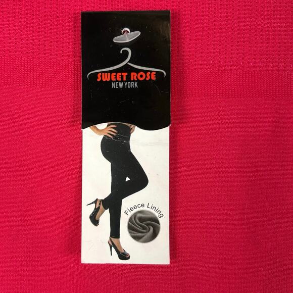 NWT Sweet Rose New York Bright Pink One Size Fleece Lined Stretch Leggings Comfy - Picture 3 of 5